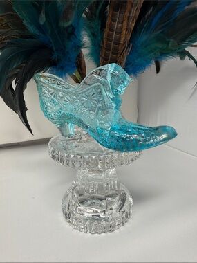 Vintage Fenton Light Blue Glass Slipper